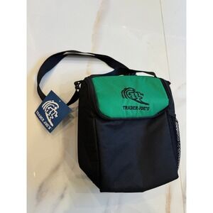 Vintage Trader Joe's Insulated Lunch Bag Cooler Black Green Adjustable Strap NWT